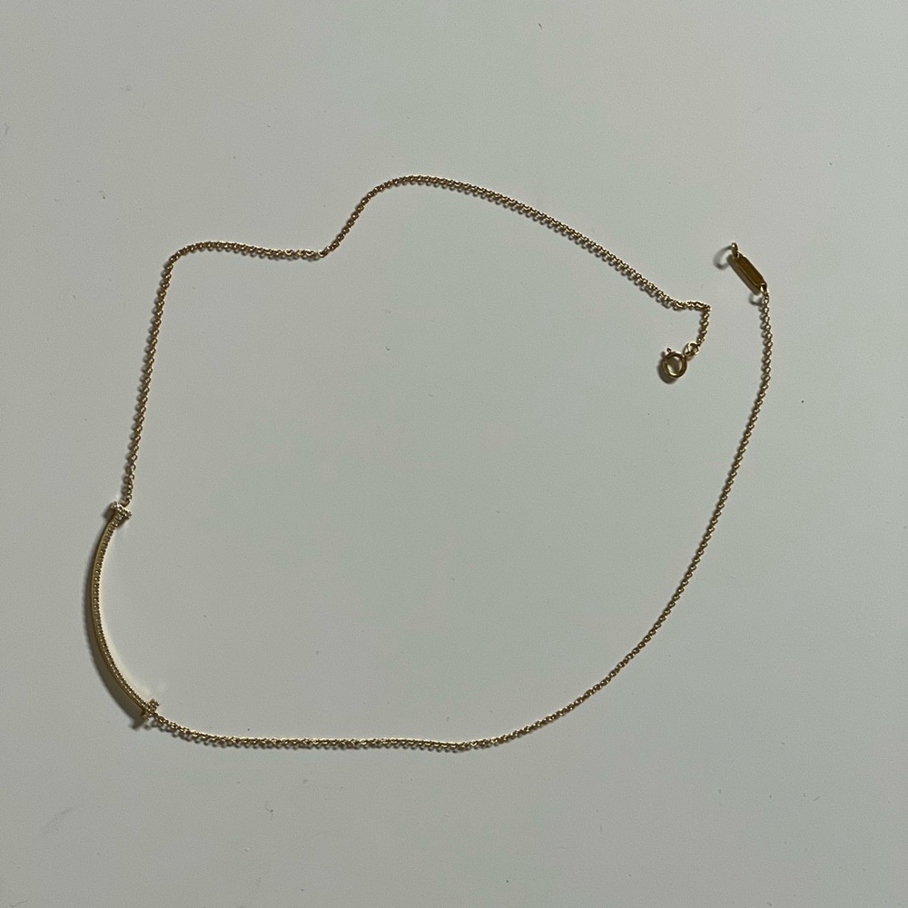 Tiffany & Co 18K diamond T smile small 16” necklace